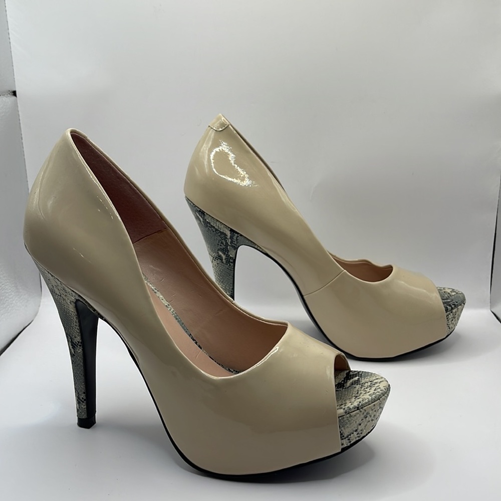 NWOT- Jessica Simpson Amandax open toe snake print Heels - Picture 2 of 13